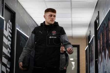 Photo for Sonny Carey of Blackpool arrives ahead of the Sky Bet League 1 match Derby County vs Blackpool at Pride Park Stadium, Derby, United Kingdom, 29th March 202 - Royalty Free Image