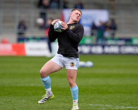 Photo for Harvey Skinner of Exeter Chiefs warms up before the Gallagher Premiership match Sale Sharks vs Exeter Chiefs at Salford Community Stadium, Eccles, United Kingdom, 31st March 202 - Royalty Free Image