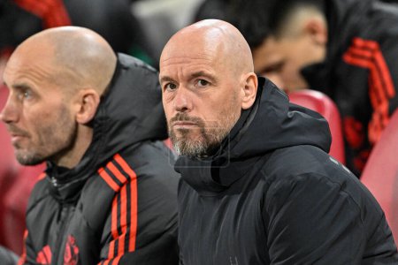 Photo for Erik ten Hag manager of Manchester United during the Premier League match Brentford vs Manchester United at The Gtech Community Stadium, London, United Kingdom, 30th March 202 - Royalty Free Image