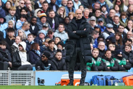 Photo for Pep Guardiola manager of Manchester City during the Premier League match Manchester City vs Arsenal at Etihad Stadium, Manchester, United Kingdom, 31st March 202 - Royalty Free Image