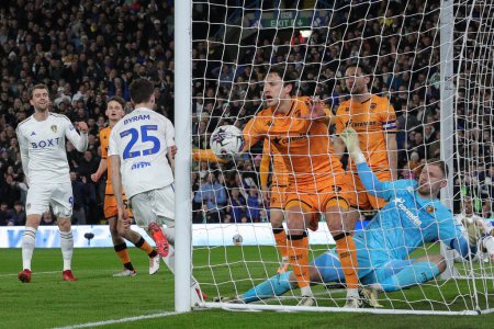 Photo for Sam Byram of Leeds United scores a goal and makes it 1-0 during the Sky Bet Championship match Leeds United vs Hull City at Elland Road, Leeds, United Kingdom, 1st April 202 - Royalty Free Image