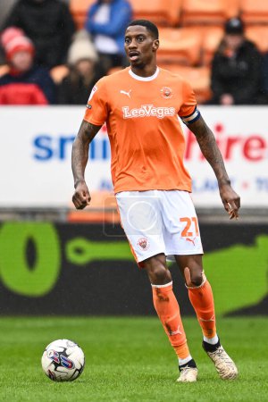 Photo for Marvin Ekpiteta of Blackpool in action during the Sky Bet League 1 match Blackpool vs Wycombe Wanderers at Bloomfield Road, Blackpool, United Kingdom, 1st April 202 - Royalty Free Image