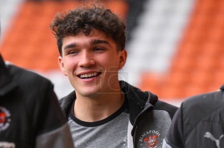 Photo for Kyle Joseph of Blackpool arrives ahead of the Sky Bet League 1 match Blackpool vs Wycombe Wanderers at Bloomfield Road, Blackpool, United Kingdom, 1st April 202 - Royalty Free Image