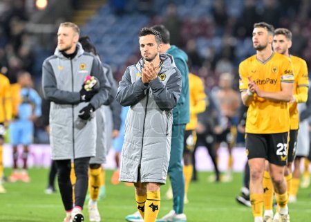 Photo for Pablo Sarabia of Wolverhampton Wanderers claps fans at full time, during the Premier League match Burnley vs Wolverhampton Wanderers at Turf Moor, Burnley, United Kingdom, 2nd April 202 - Royalty Free Image