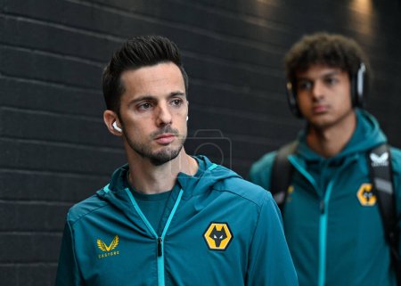 Photo for Pedro Neto of Wolverhampton Wanderers arrives ahead of the match, during the Premier League match Burnley vs Wolverhampton Wanderers at Turf Moor, Burnley, United Kingdom, 2nd April 202 - Royalty Free Image