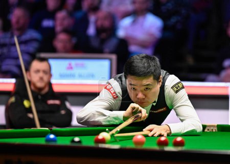 Photo for Ding Junhui takes a shot, during the Johnstones Paint Tour Championship at Manchester Central, Manchester, United Kingdom, 3rd April 2024 - Royalty Free Image