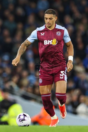 Photo for Diego Carlos of Aston Villa in action during the Premier League match Manchester City vs Aston Villa at Etihad Stadium, Manchester, United Kingdom, 3rd April 202 - Royalty Free Image