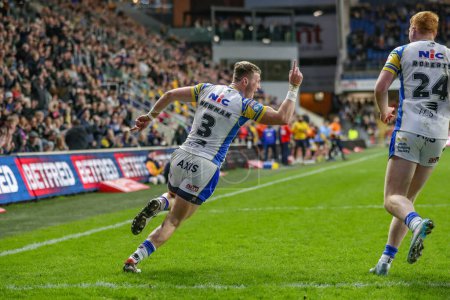 Photo for Harry Newman of Leeds Rhinos celebrates his try during the Betfred Super League Round 7 match Leeds Rhinos vs Warrington Wolves at Headingley Stadium, Leeds, United Kingdom, 5th April 202 - Royalty Free Image