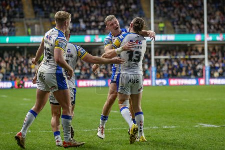 Photo for Harry Newman of Leeds Rhinos celebrates his try during the Betfred Super League Round 7 match Leeds Rhinos vs Warrington Wolves at Headingley Stadium, Leeds, United Kingdom, 5th April 202 - Royalty Free Image
