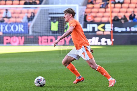 Photo for George Byers of Blackpool in action during the Sky Bet League 1 match Blackpool vs Cambridge United at Bloomfield Road, Blackpool, United Kingdom, 6th April 202 - Royalty Free Image