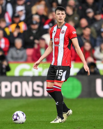 Photo for Anel Ahmedhodi of Sheffield United in action during the Premier League match Sheffield United vs Chelsea at Bramall Lane, Sheffield, United Kingdom, 7th April 2024 - Royalty Free Image