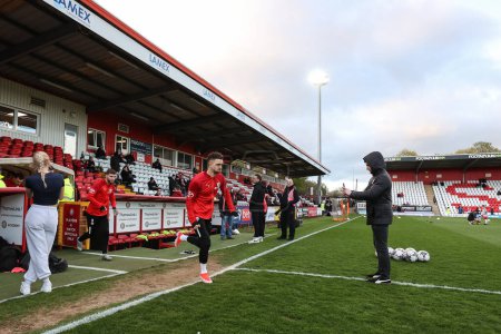 Photo for Jordan Williams of Barnsley in the pregame warmup session during the Sky Bet League 1 match Stevenage vs Barnsley at Lamex Stadium, Stevenage, United Kingdom, 9th April 202 - Royalty Free Image