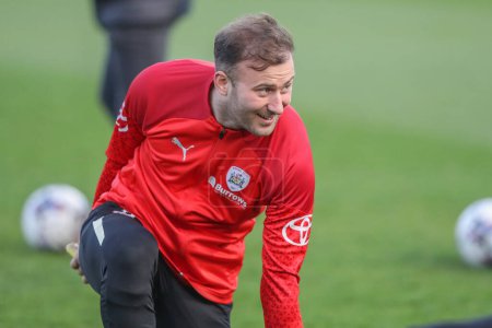 Photo for Herbie Kane of Barnsley in the pregame warmup session during the Sky Bet League 1 match Stevenage vs Barnsley at Lamex Stadium, Stevenage, United Kingdom, 9th April 202 - Royalty Free Image
