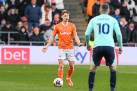 Photo for George Byers of Blackpool in action during the Sky Bet League 1 match Blackpool vs Fleetwood Town at Bloomfield Road, Blackpool, United Kingdom, 9th April 202 - Royalty Free Image
