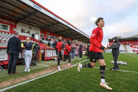 Photo for Nathan James of Barnsley in the pregame warmup session during the Sky Bet League 1 match Stevenage vs Barnsley at Lamex Stadium, Stevenage, United Kingdom, 9th April 202 - Royalty Free Image