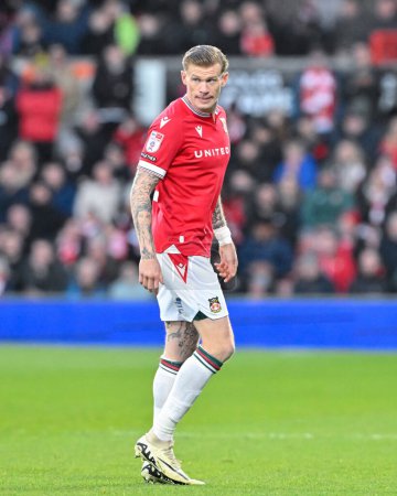 Photo for James McClean of Wrexham, during the Sky Bet League 2 match Wrexham vs Crawley Town at SToK Cae Ras, Wrexham, United Kingdom, 9th April 202 - Royalty Free Image