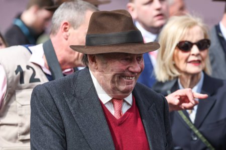 Photo for Winning trainer Nicky Henderson during the Randox Grand National 2024 Opening Day at Aintree Racecourse, Liverpool, United Kingdom, 11th April 202 - Royalty Free Image