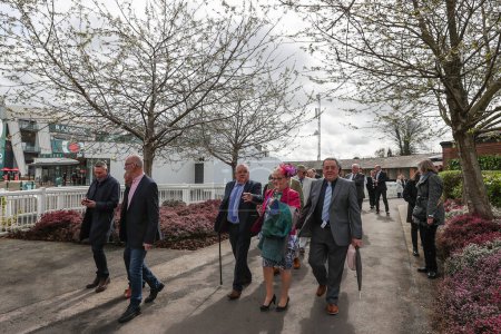 Photo for First members of the public arrive ahead of the Randox Grand National 2024 Opening Day at Aintree Racecourse, Liverpool, United Kingdom, 11th April 202 - Royalty Free Image