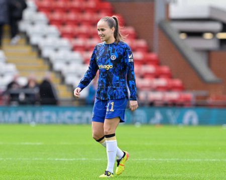 Photo for Guro Reiten of Chelsea Women warms up ahead of the match, during the Adobe Women's FA Cup Semi-Final match Manchester United Women vs Chelsea FC Women at Leigh Sports Village, Leigh, United Kingdom, 14th April 202 - Royalty Free Image