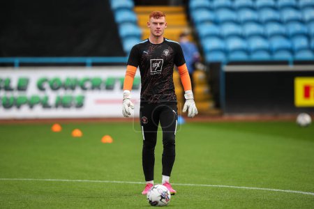 Photo for Mackenzie Chapman of Blackpool during the pre-game warm up ahead of the Sky Bet League 1 match Carlisle United vs Blackpool at Brunton Park, Carlisle, United Kingdom, 13th April 202 - Royalty Free Image