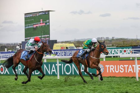 Photo for Mystical Power ridden by Mark Walsh wins the 2:55 race during the The Randox Grand National 2024 Ladies Day at Aintree Racecourse, Liverpool, United Kingdom, 12th April 202 - Royalty Free Image