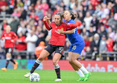 Photo for Katie Zelem of Manchester United Women and Lauren James of Chelsea Women battle for the ball, during the Adobe Women's FA Cup Semi-Final match Manchester United Women vs Chelsea FC Women at Leigh Sports Village, Leigh, United Kingdom, 14th April 202 - Royalty Free Image