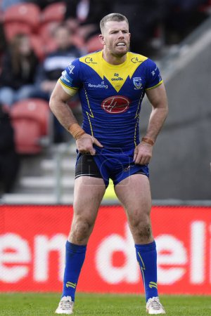 Photo for Lachlan Fitzgibbon of Warrington Wolves during the Betfred Challenge Cup Quarter Final match St Helens vs Warrington Wolves at Totally Wicked Stadium, St Helens, United Kingdom, 14th April 202 - Royalty Free Image