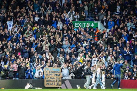 Photo for Stuart Dallas of Leeds United does a lap of honour inside Elland Road Stadium after announcing his retirement from the game this week during the Sky Bet Championship match Leeds United vs Blackburn Rovers at Elland Road, Leeds, United Kingdom, 13th A - Royalty Free Image