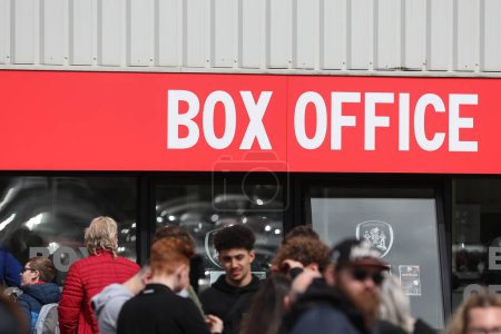 Photo for Fans queue outside the box office during the Sky Bet League 1 match Barnsley vs Reading at Oakwell, Barnsley, United Kingdom, 13th April 202 - Royalty Free Image