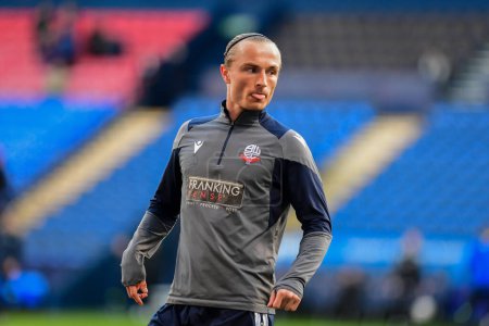 Photo for Kyle Dempsey of Bolton Wanderers warms up ahead of the match during the Sky Bet League 1 match Bolton Wanderers vs Shrewsbury Town at Toughsheet Community Stadium, Bolton, United Kingdom, 16th April 202 - Royalty Free Image