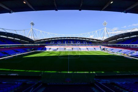 Photo for A general view of the Toughsheet Community Stadium, Home of Bolton Wanderers,during the Sky Bet League 1 match Bolton Wanderers vs Shrewsbury Town at Toughsheet Community Stadium, Bolton, United Kingdom, 16th April 202 - Royalty Free Image