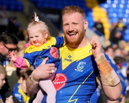 Photo for Joe Bullock of Warrington Wolves celebrates after the Betfred Super League Round 8 match Warrington Wolves vs Leigh Leopards at Halliwell Jones Stadium, Warrington, United Kingdom, 20th April 202 - Royalty Free Image