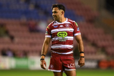 Photo for Bevan French of Wigan Warriors during the Betfred Super League Round 8 match Wigan Warriors vs Castleford Tigers at DW Stadium, Wigan, United Kingdom, 19th April 202 - Royalty Free Image