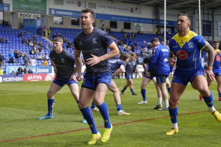 Photo for Stefan Ratchford of Warrington Wolves warms up before  the Betfred Super League Round 8 match Warrington Wolves vs Leigh Leopards at Halliwell Jones Stadium, Warrington, United Kingdom, 20th April 202 - Royalty Free Image
