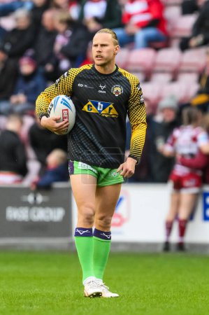 Photo for Jacob Miller of Castleford Tigers during pre match warm up ahead of the Betfred Super League Round 8 match Wigan Warriors vs Castleford Tigers at DW Stadium, Wigan, United Kingdom, 19th April 202 - Royalty Free Image