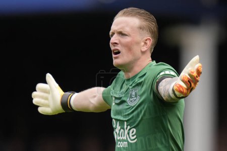 Photo for Jordan Pickford of Everton gestures during the Premier League match Everton vs Nottingham Forest at Goodison Park, Liverpool, United Kingdom, 21st April 202 - Royalty Free Image