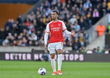 Photo for Gabriel of Arsenal in action, during the Premier League match Wolverhampton Wanderers vs Arsenal at Molineux, Wolverhampton, United Kingdom, 20th April 202 - Royalty Free Image
