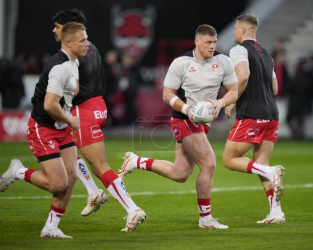 Photo for Morgan Knowles of St. Helens warms up before the Betfred Super League  Round 8 match St Helens vs Hull FC at Totally Wicked Stadium, St Helens, United Kingdom, 19th April 202 - Royalty Free Image