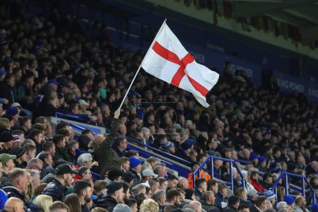 Photo for A Leicester City fan waves an England flag on St Georges day during the Sky Bet Championship match Leicester City vs Southampton at King Power Stadium, Leicester, United Kingdom, 23rd April 202 - Royalty Free Image