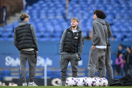 Photo for Harvey Elliott of Liverpool on the pitch after arriving during the Premier League match Everton vs Liverpool at Goodison Park, Liverpool, United Kingdom, 24th April 202 - Royalty Free Image