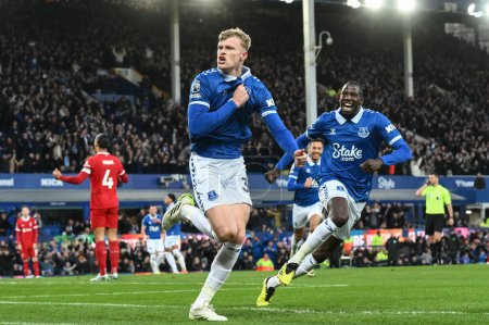 Photo for Jarrad Branthwaite of Everton celebrates his goal to make it 1-0 during the Premier League match Everton vs Liverpool at Goodison Park, Liverpool, United Kingdom, 24th April 202 - Royalty Free Image