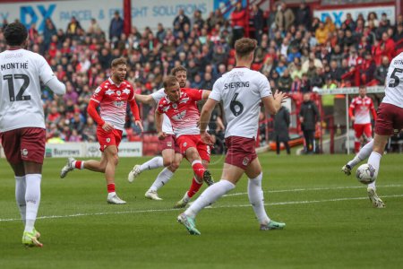 Photo for Herbie Kane of Barnsley scores to make it 1-0 during the Sky Bet League 1 match Barnsley vs Northampton Town at Oakwell, Barnsley, United Kingdom, 27th April 202 - Royalty Free Image