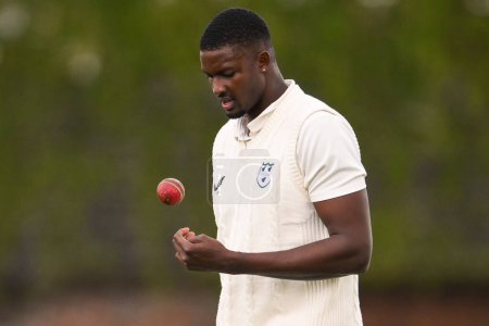 Photo for Jason Holder of Worcestershire prepares to bowl during the Vitality County Championship Division 1 match Worcestershire vs Somerset at Kidderminster Cricket Club, Kidderminster, United Kingdom, 26th April 202 - Royalty Free Image