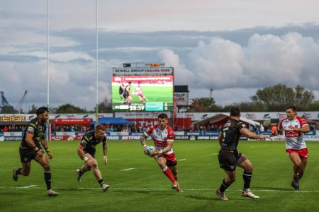 Photo for Oliver Gildart of Hull KR goes over for a try to make it 10-0 during the Betfred Super League Round 9 match Hull KR vs Wigan Warriors at Sewell Group Craven Park, Kingston upon Hull, United Kingdom, 26th April 202 - Royalty Free Image