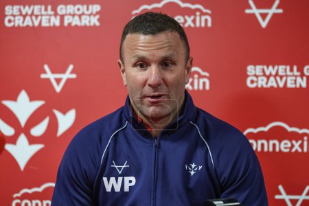 Photo for Willie Peters Head Coach of Hull KR speaks in the post match press conference during the Betfred Super League Round 9 match Hull KR vs Wigan Warriors at Sewell Group Craven Park, Kingston upon Hull, United Kingdom, 26th April 202 - Royalty Free Image
