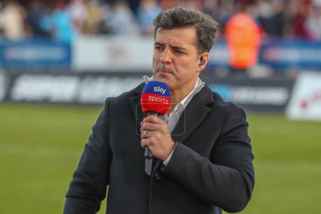 Photo for Brian Carney during a live broadcast during the Betfred Super League Round 9 match Hull KR vs Wigan Warriors at Sewell Group Craven Park, Kingston upon Hull, United Kingdom, 26th April 202 - Royalty Free Image