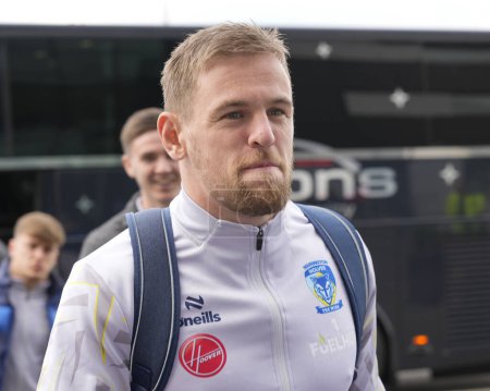 Photo for Matt Dufty of Warrington Wolves arrives at the stadium before the Betfred Super League Round 9 match Salford Red Devils vs Warrington Wolves at Salford Community Stadium, Eccles, United Kingdom, 27th April 202 - Royalty Free Image