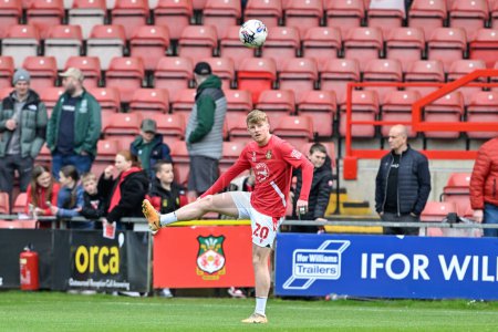 Photo for Andy Cannon of Wrexham warms up ahead of the match, during the Sky Bet League 2 match Wrexham vs Stockport County at SToK Cae Ras, Wrexham, United Kingdom, 27th April 202 - Royalty Free Image