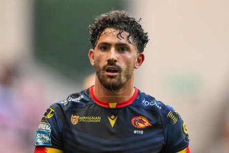 Photo for Arthur Romano of Catalan Dragons during the Betfred Super League Round 10 match Wigan Warriors vs Catalans Dragons at DW Stadium, Wigan, United Kingdom, 2nd May 2024 - Royalty Free Image