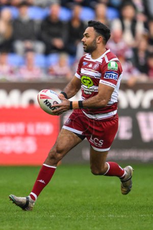 Photo for Bevan French of Wigan Warriors makes a break during the Betfred Super League Round 10 match Wigan Warriors vs Catalans Dragons at DW Stadium, Wigan, United Kingdom, 2nd May 2024 - Royalty Free Image